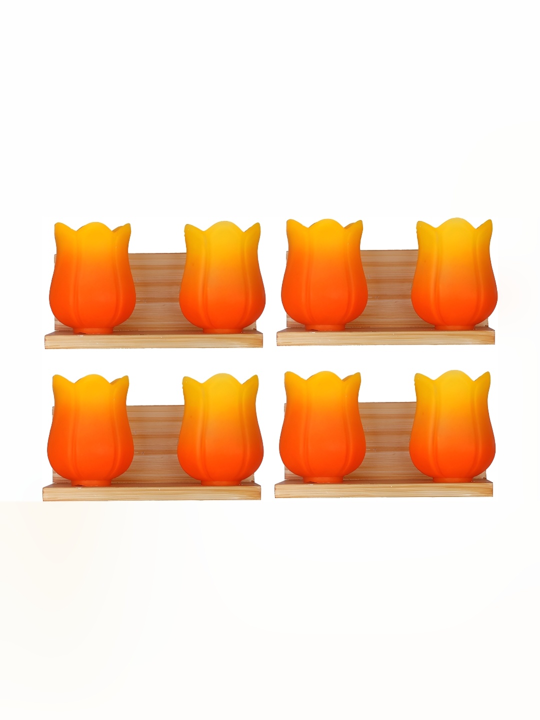 

1ST TIME Yellow & Orange 4 Pieces Glass Traditional Cylinder Shaped Wall Lamps