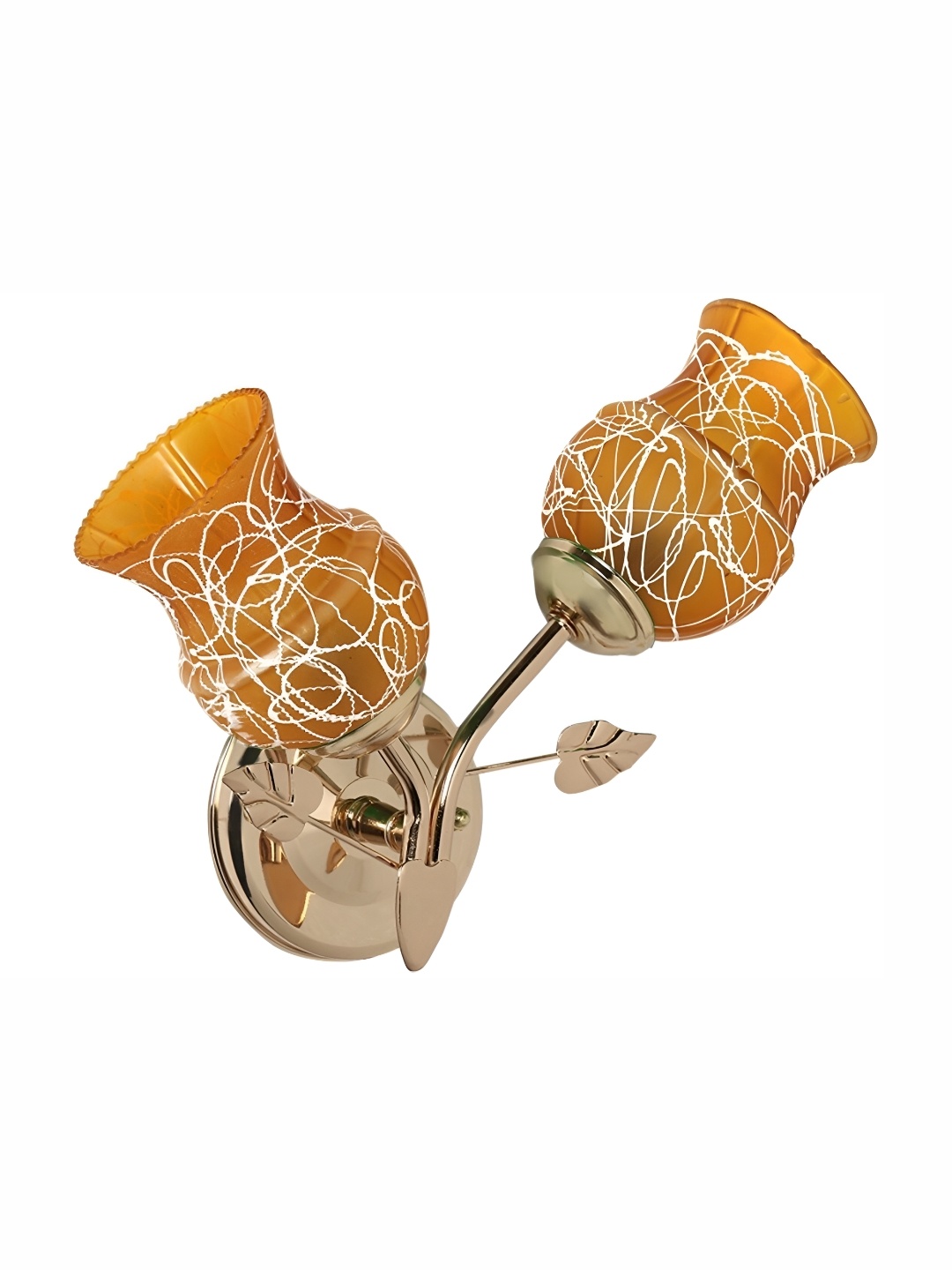 

1ST TIME Yellow & Gold-Toned Printed Glass Contemporary Bell Shaped Wall Lamp
