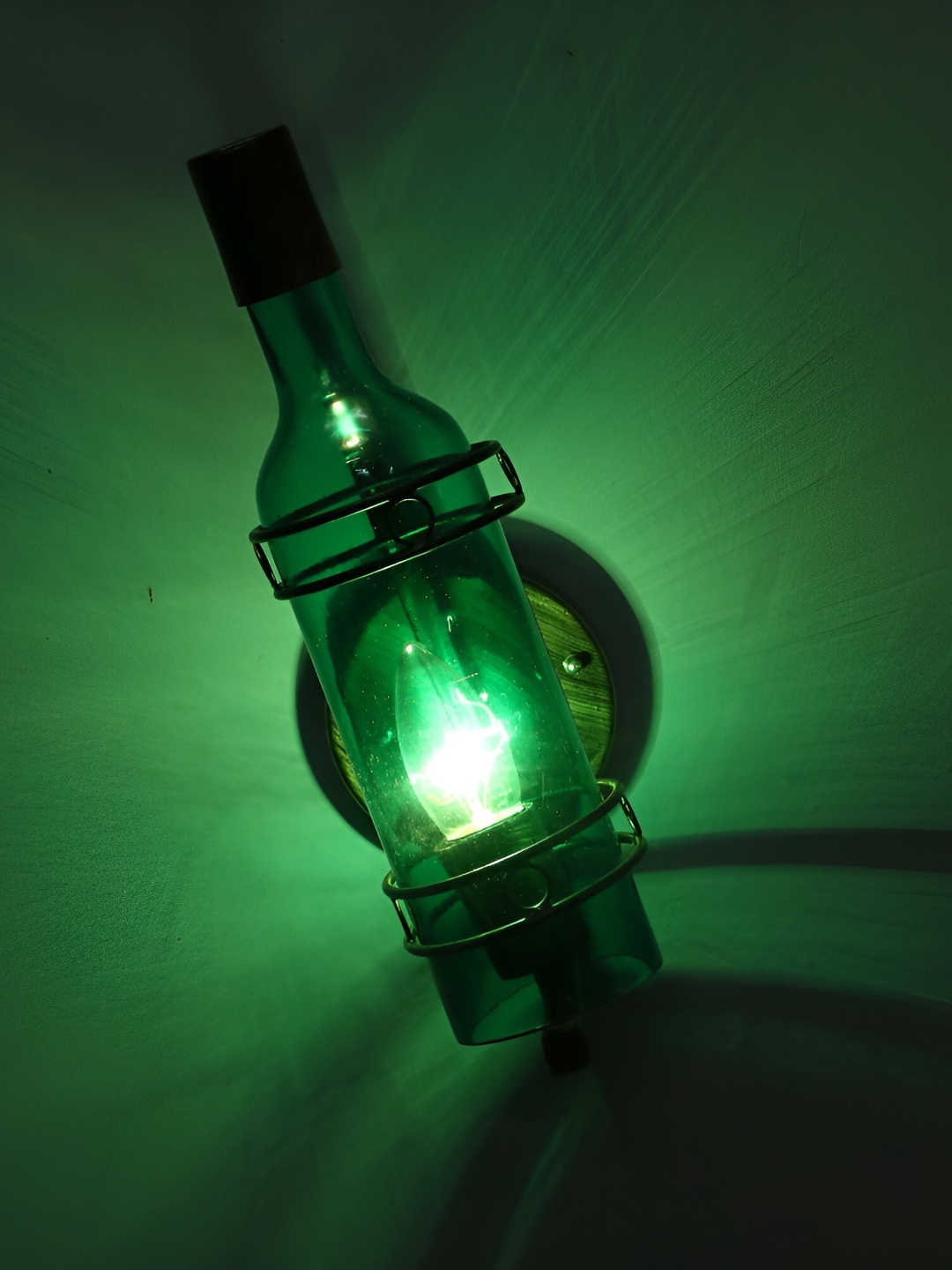 

1ST TIME Green & Brown Glass Cylindrical Shaped Contemporary Wall Lamp