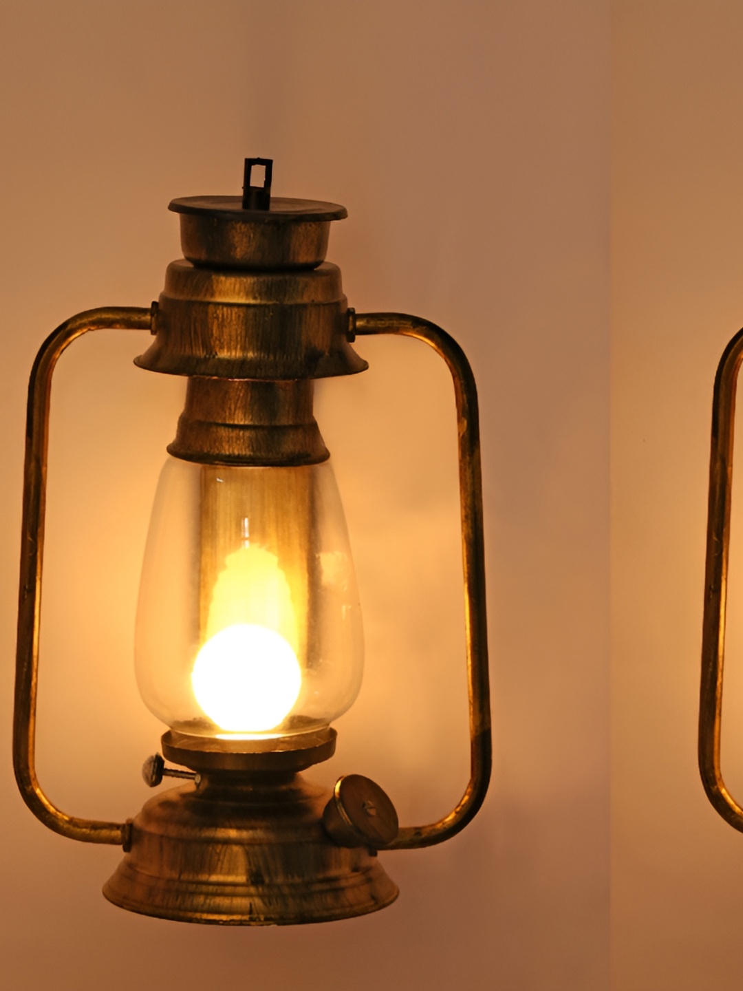 

1ST TIME Transparent & Gold-Toned Glass Traditional Lantern Shaped Wall Lamp