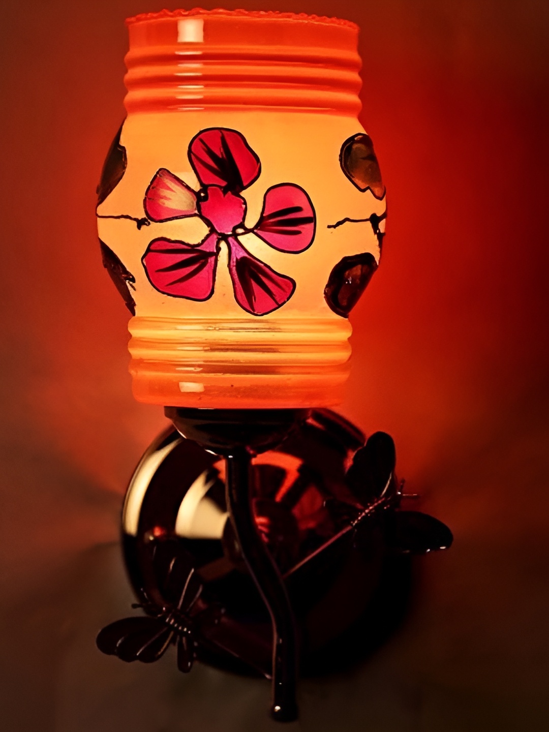 1ST TIME Red & Green Printed Glass Abstract Shaped Contemporary Wall Lamp