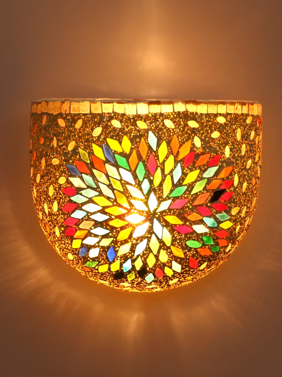 

1ST TIME Cream & Blue Printed Glass Traditional Wall Lamp