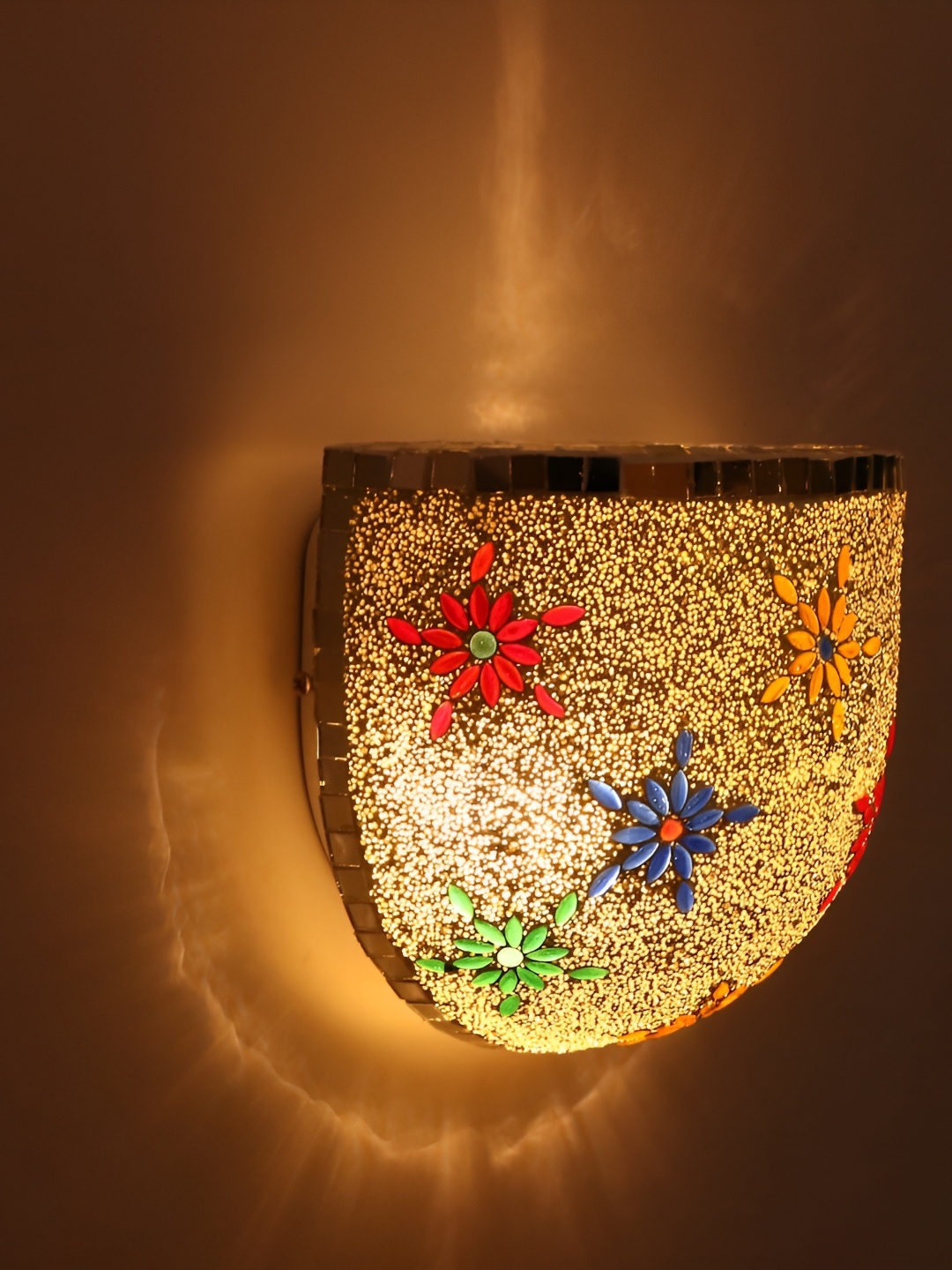 

1ST TIME White & Blue Printed Glass Traditional Wall Lamp