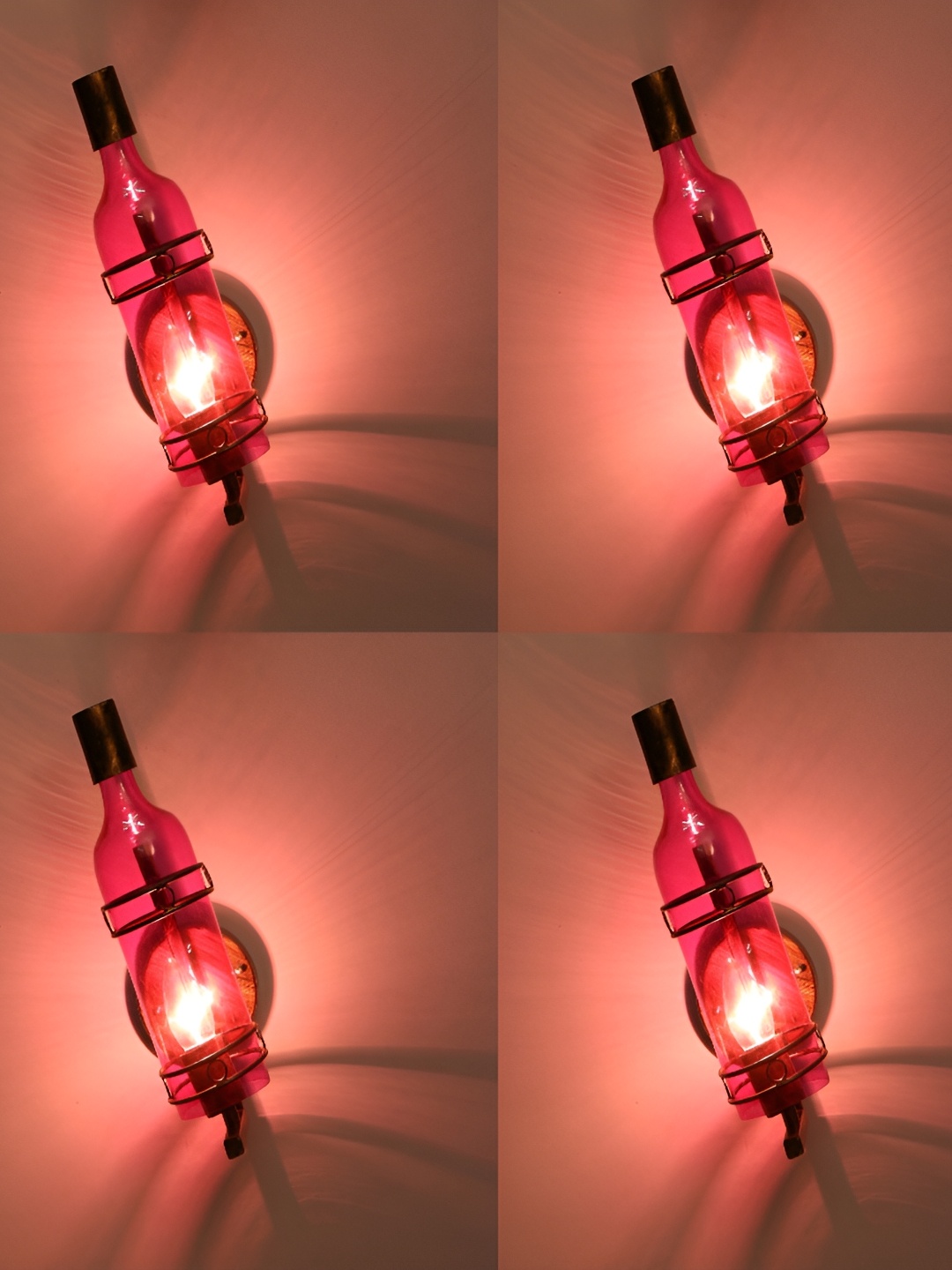 

1ST TIME Purple & Brown 4 Pieces Glass Contemporary Cylinder Shaped Wall Lamp