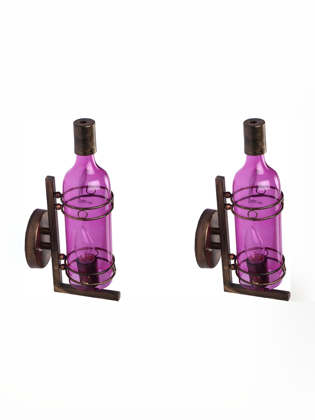 

1ST TIME Purple & Brown 2 Pieces Glass Traditional Cylinder Shaped Wall Lamp