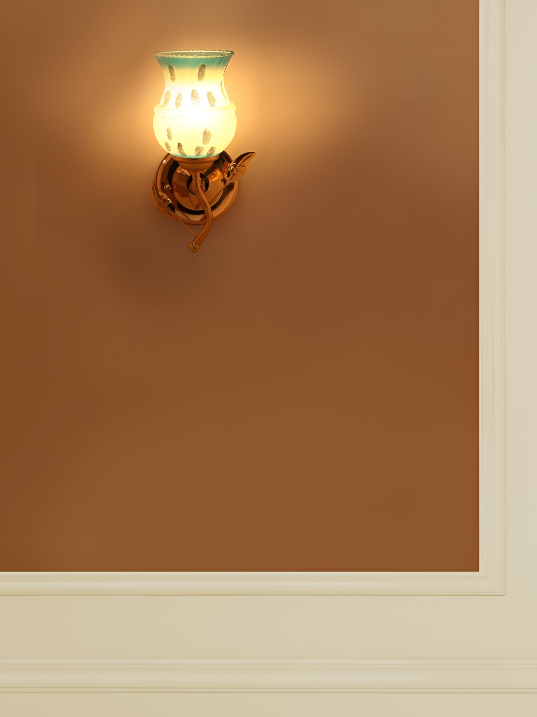 1ST TIME White & Blue Printed Glass Traditional Wall Lamp