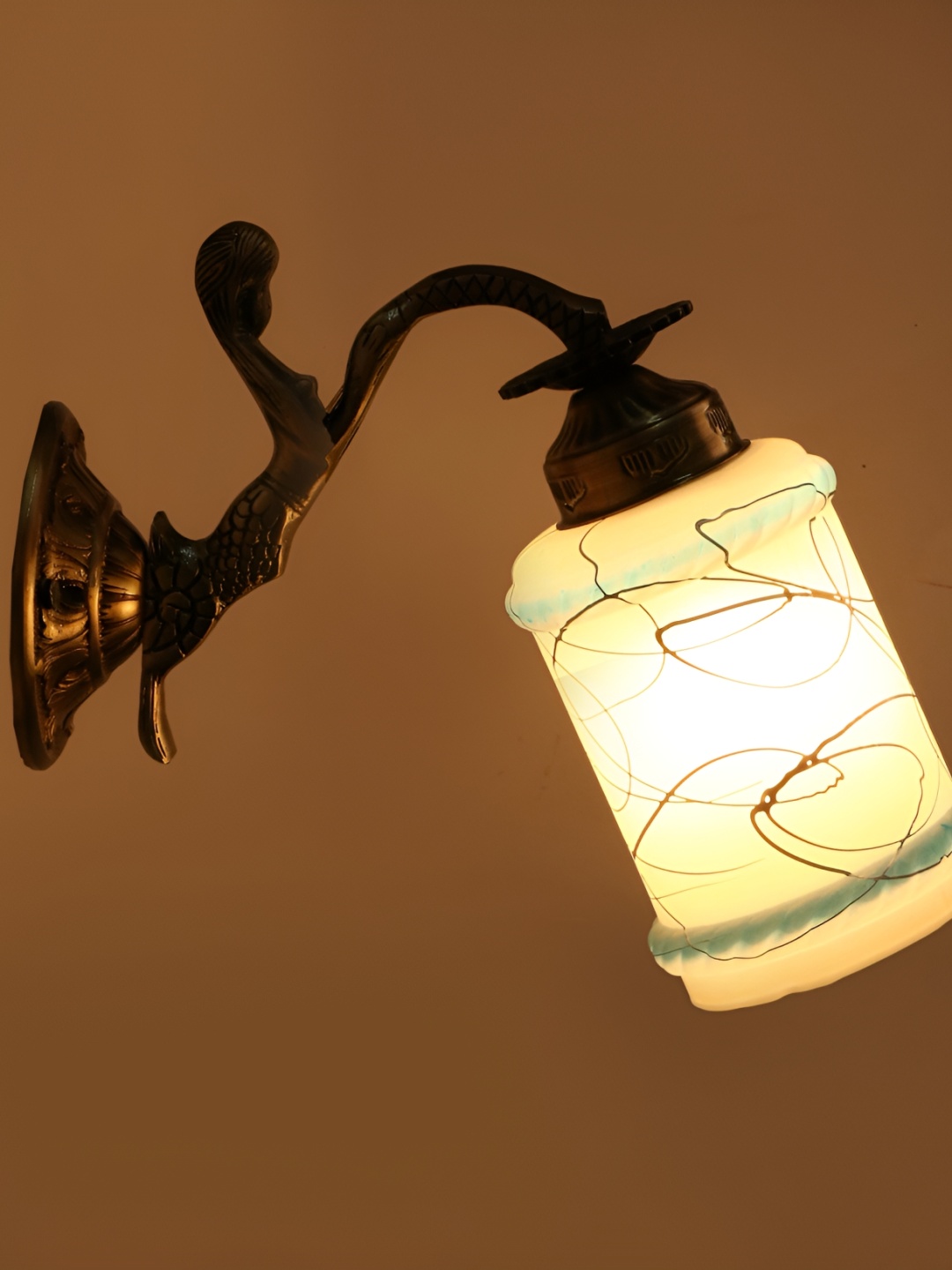 

1ST TIME White & Blue Printed Glass Cylinder Shaped Wall Lamp