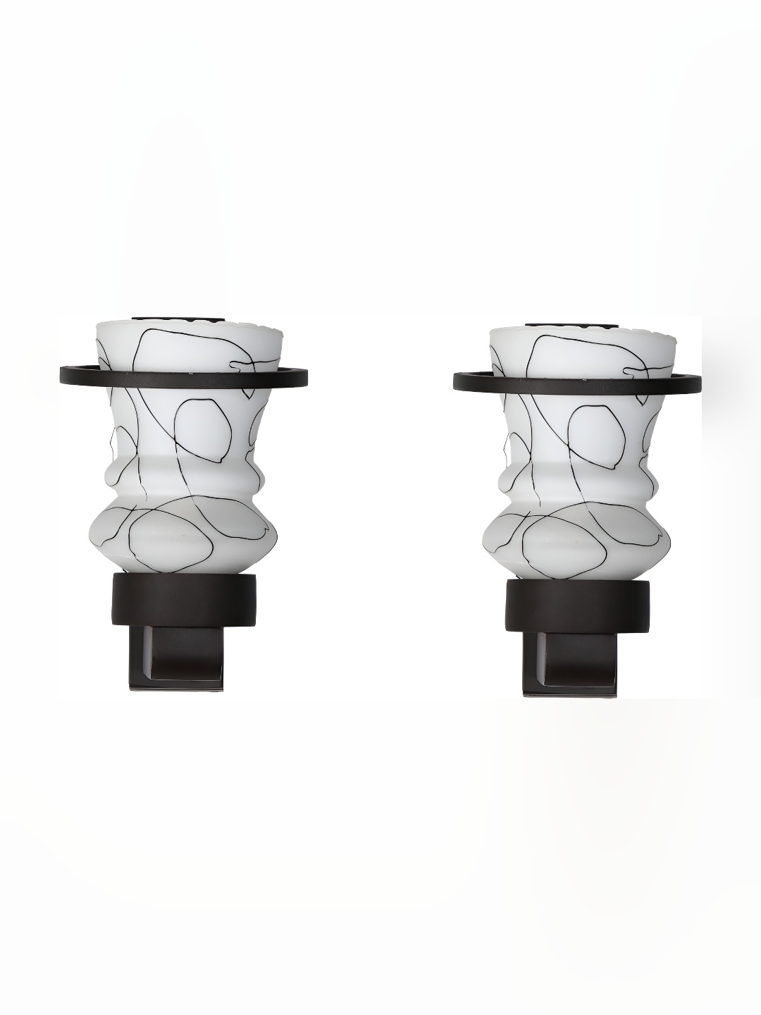 

1ST TIME White & Black 2 Pcs Printed Glass Contemporary Wall Lamp