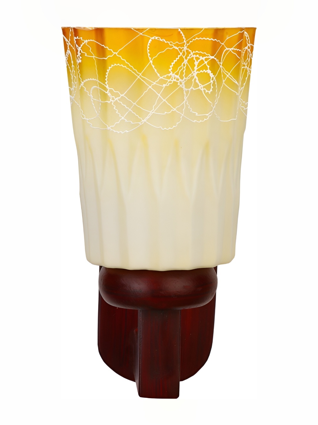 

1ST TIME White & Yellow Printed Abstract Shaped Glass Wall Lamp