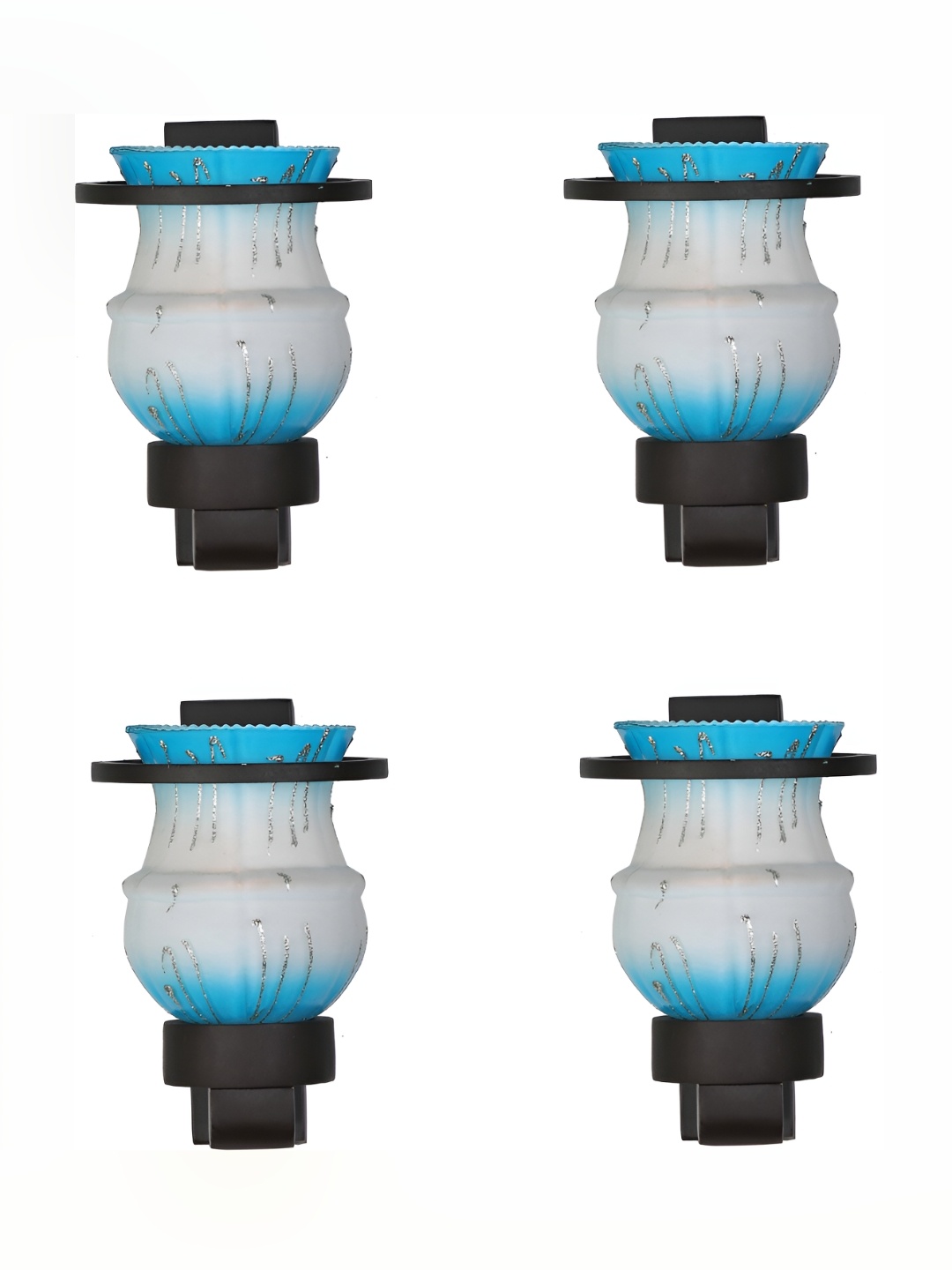 

1ST TIME White & Blue 4 Pieces Printed Glass Traditional Wall Lamps