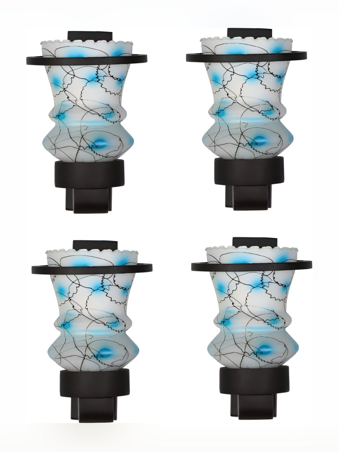 1ST TIME White & Blue 4 Pieces Printed Glass Contemporary Wall Lamp