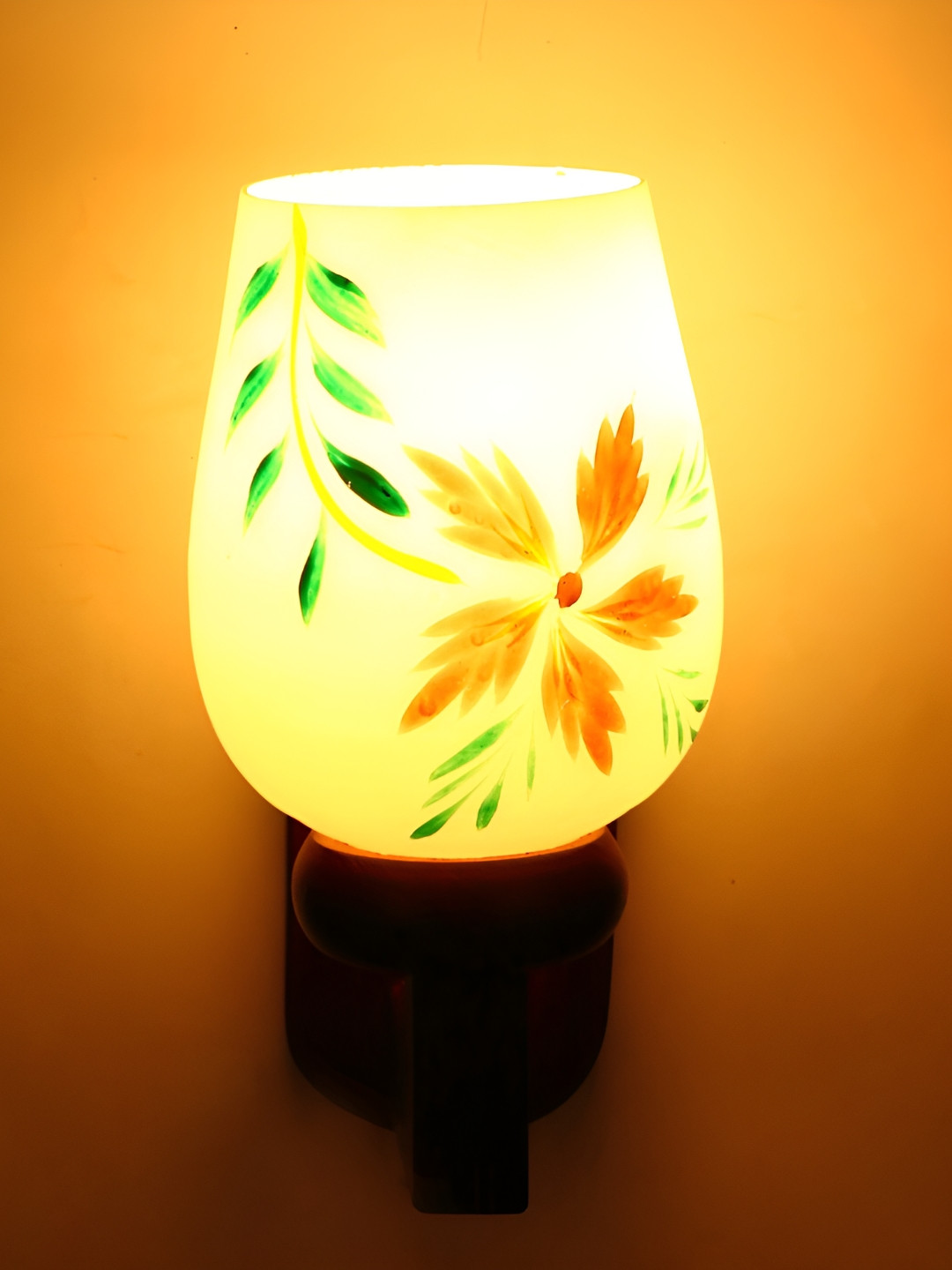 

1ST TIME White & Brown Printed Glass Traditional Wall Lamp