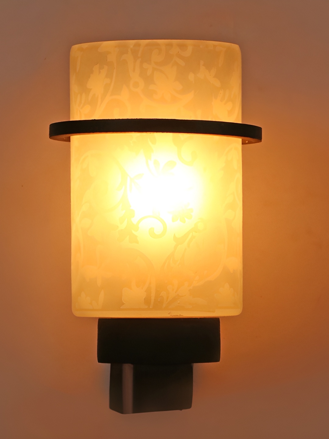 

1ST TIME White & Black Printed Glass Cylindrical Shaped Contemporary Wall Lamp