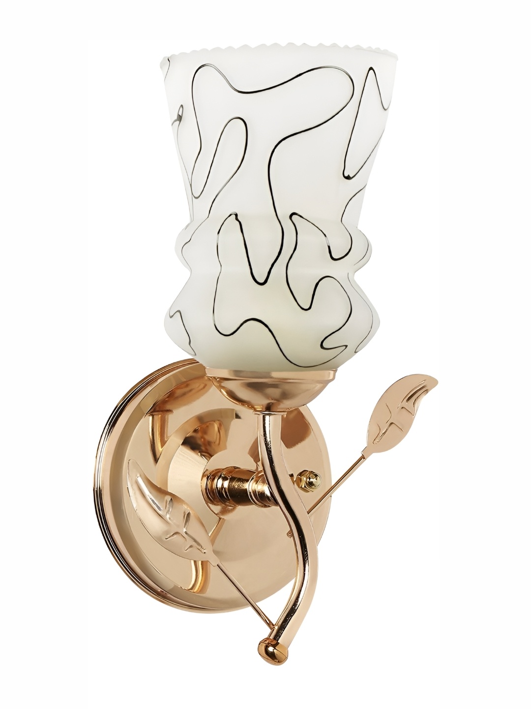 

1ST TIME White & Gold-Toned Printed Glass Traditional Abstract Shaped Wall Lamp