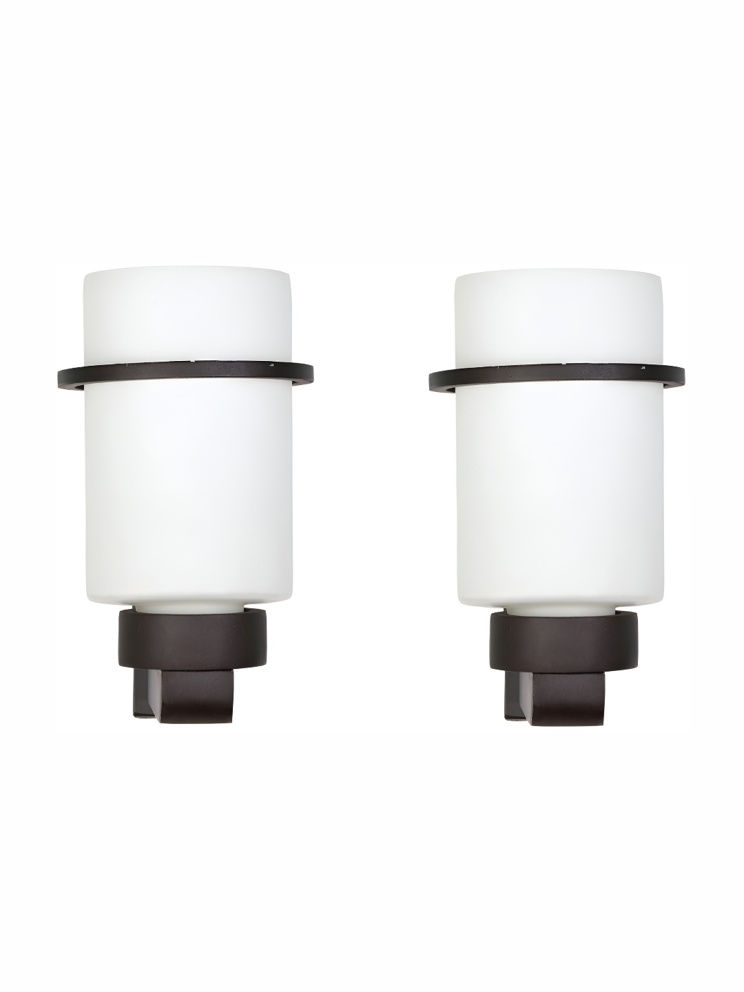 

1ST TIME White & Black 2 Pcs Glass Traditional Cylindrical Shaped Wall Lamps