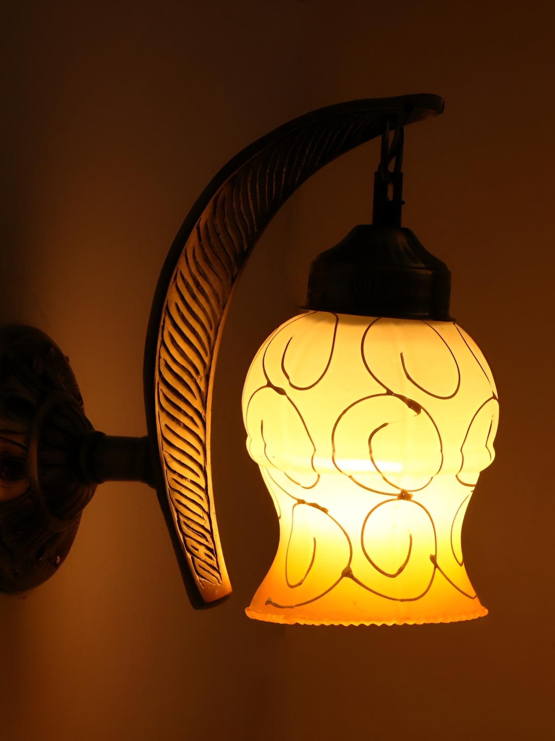 

1ST TIME White & Yellow Printed Glass Contemporary Abstract Shaped Wall Lamp