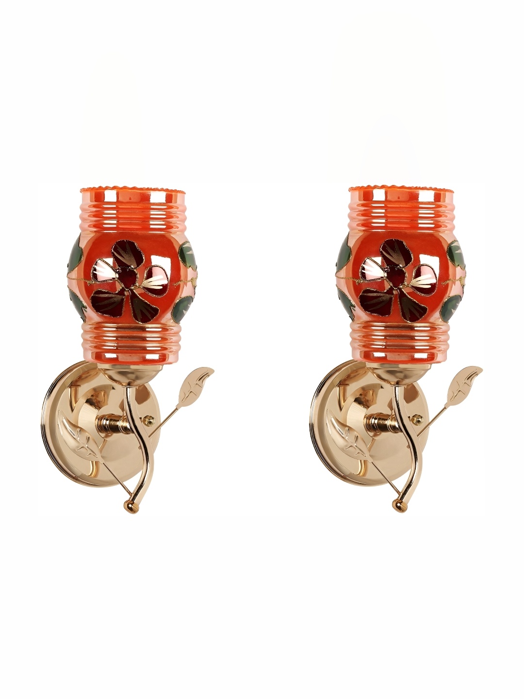 

1ST TIME Orange & Green 2 Pieces Printed Glass Contemporary Wall Lamp