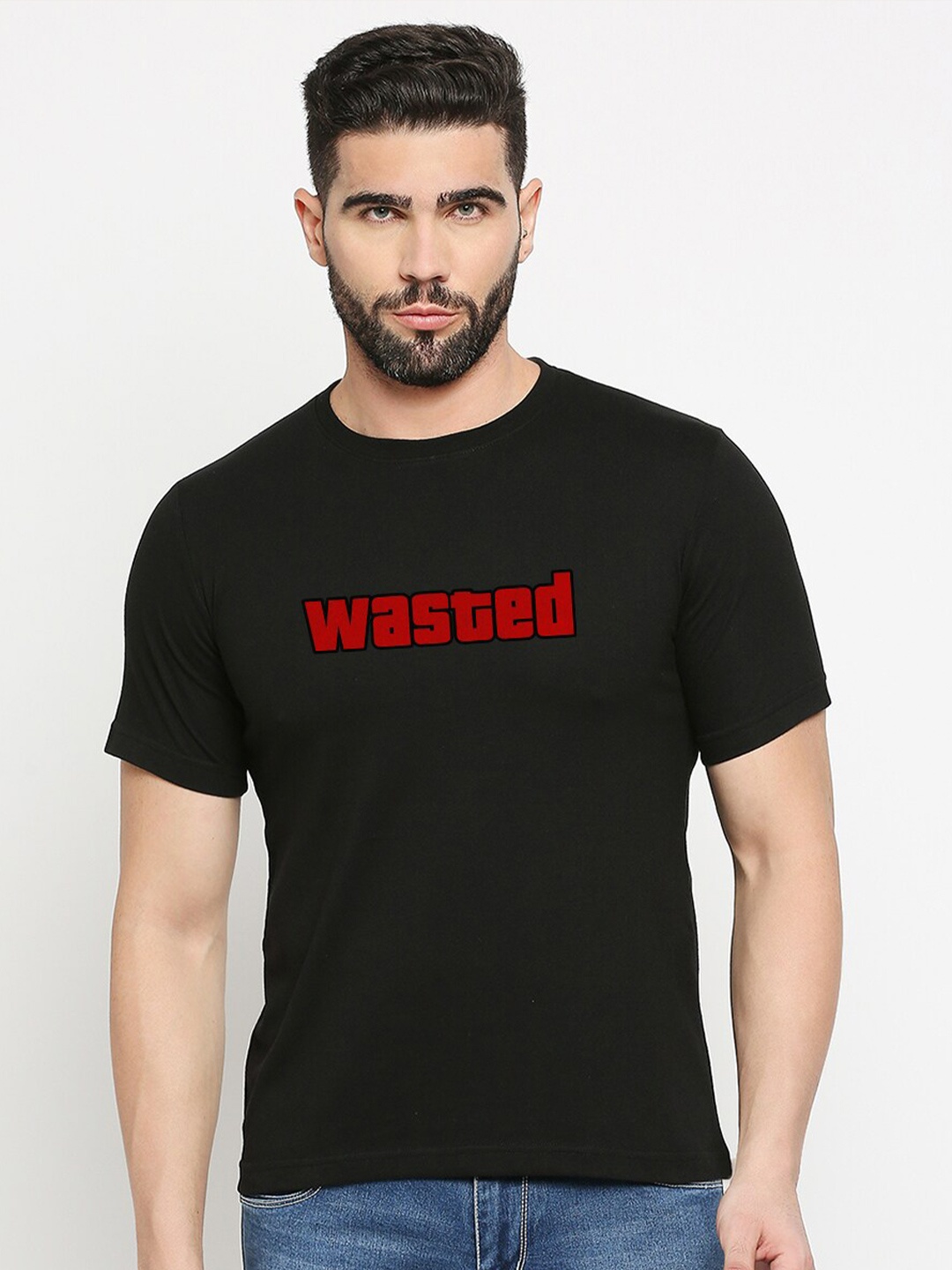 

MOD ECRU Unisex Typography Printed Cotton T-shirt, Black