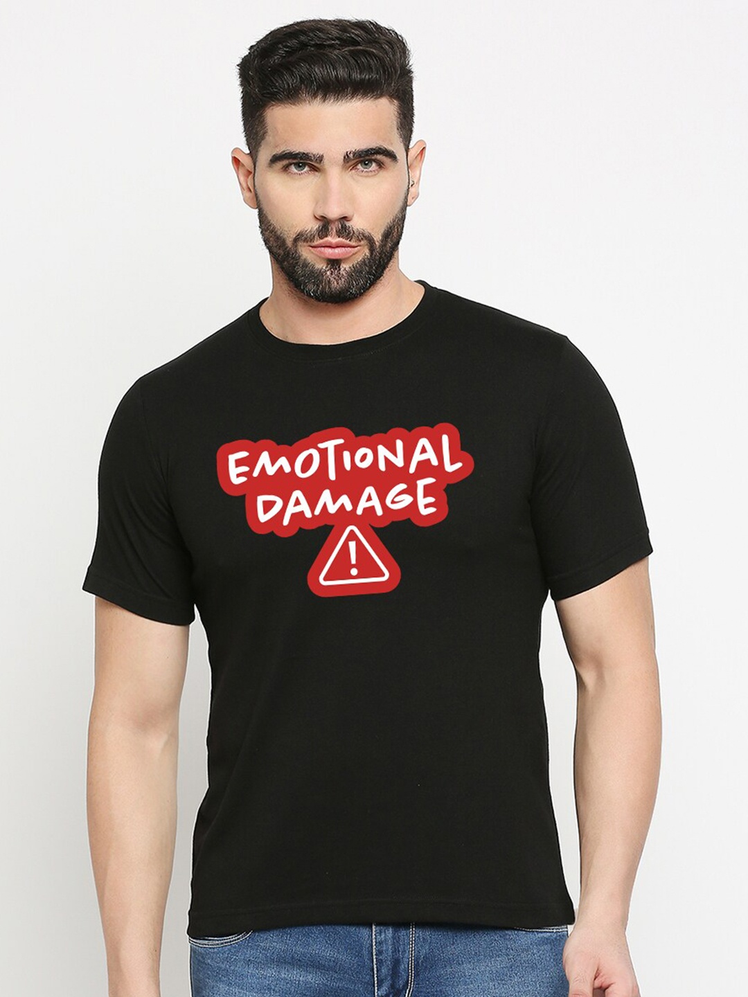

MOD ECRU Unisex Typography Printed Cotton T-shirt, Black