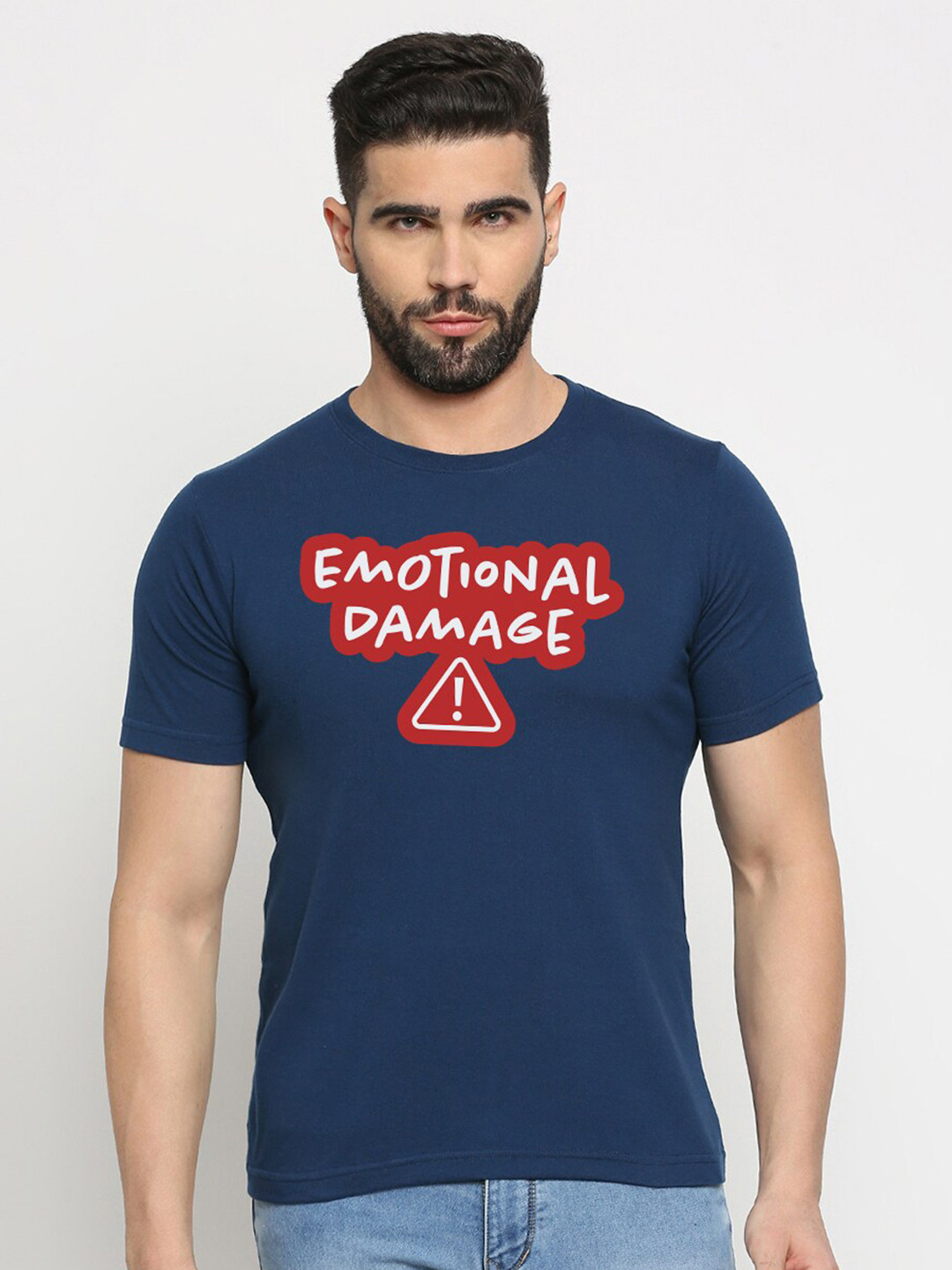 

MOD ECRU Unisex Typography Printed Cotton T-shirt, Blue