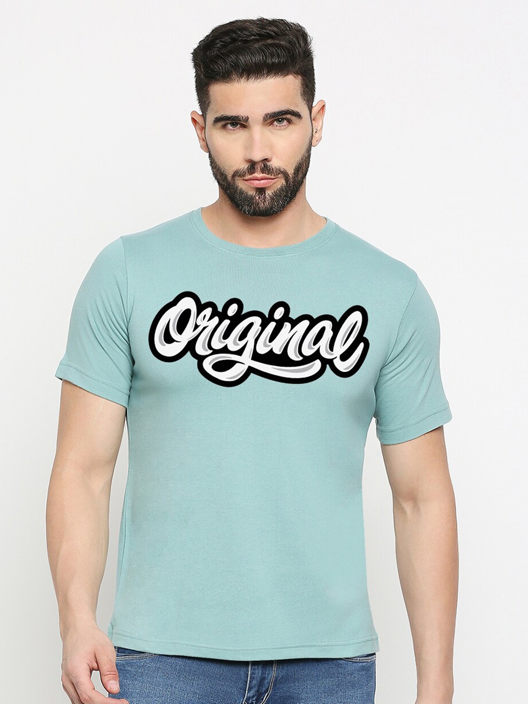 

MOD ECRU Unisex Typography Printed Cotton T-shirt, Green