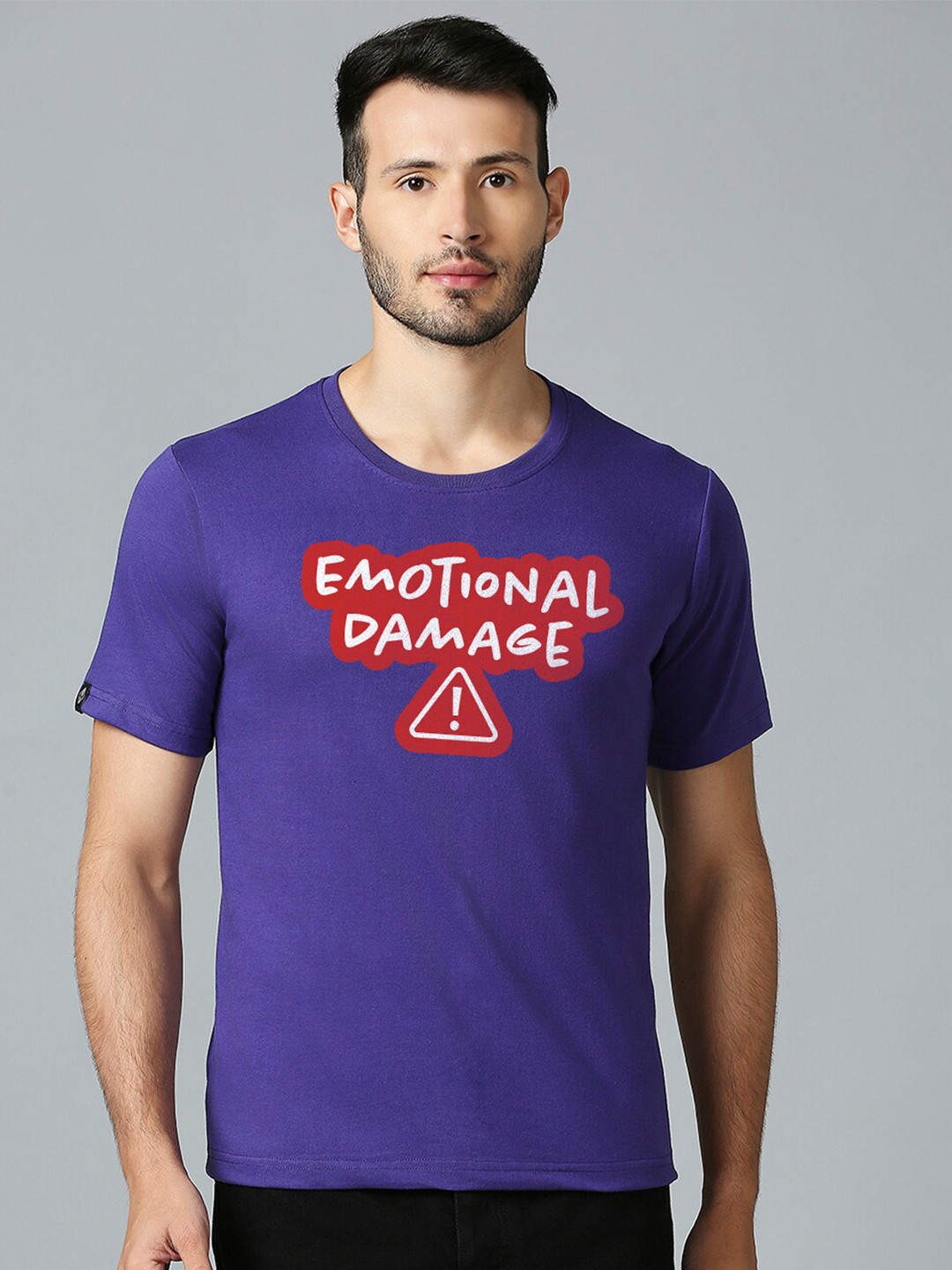 

MOD ECRU Unisex Typography Printed Cotton T-shirt, Purple