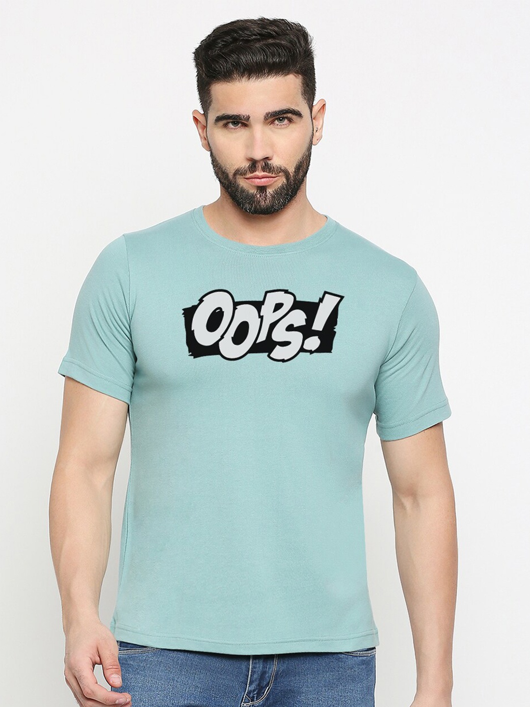 

MOD ECRU Unisex Typography Printed Cotton T-shirt, Green