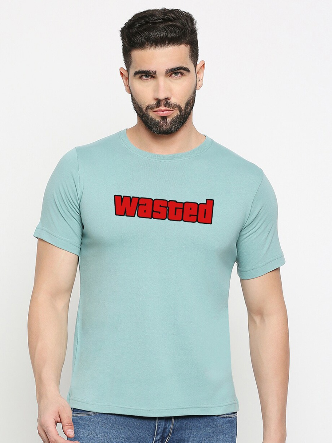 

MOD ECRU Unisex Typography Printed Cotton T-shirt, Green