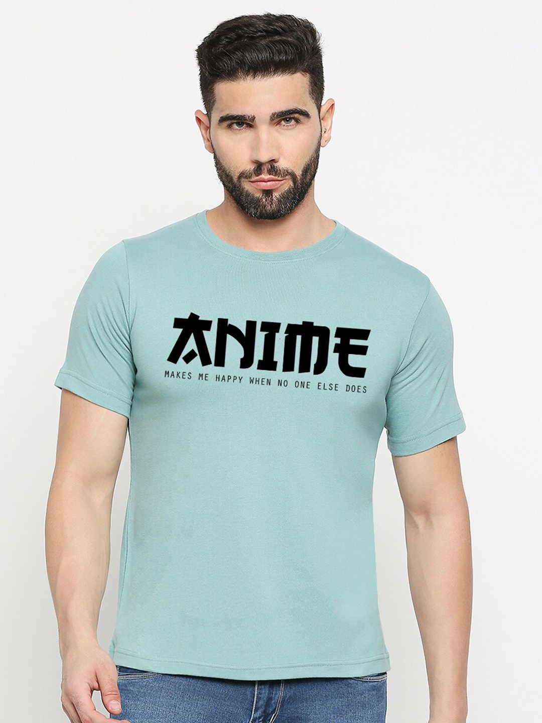 MOD ECRU Unisex Typography Printed Cotton T-shirt, Green