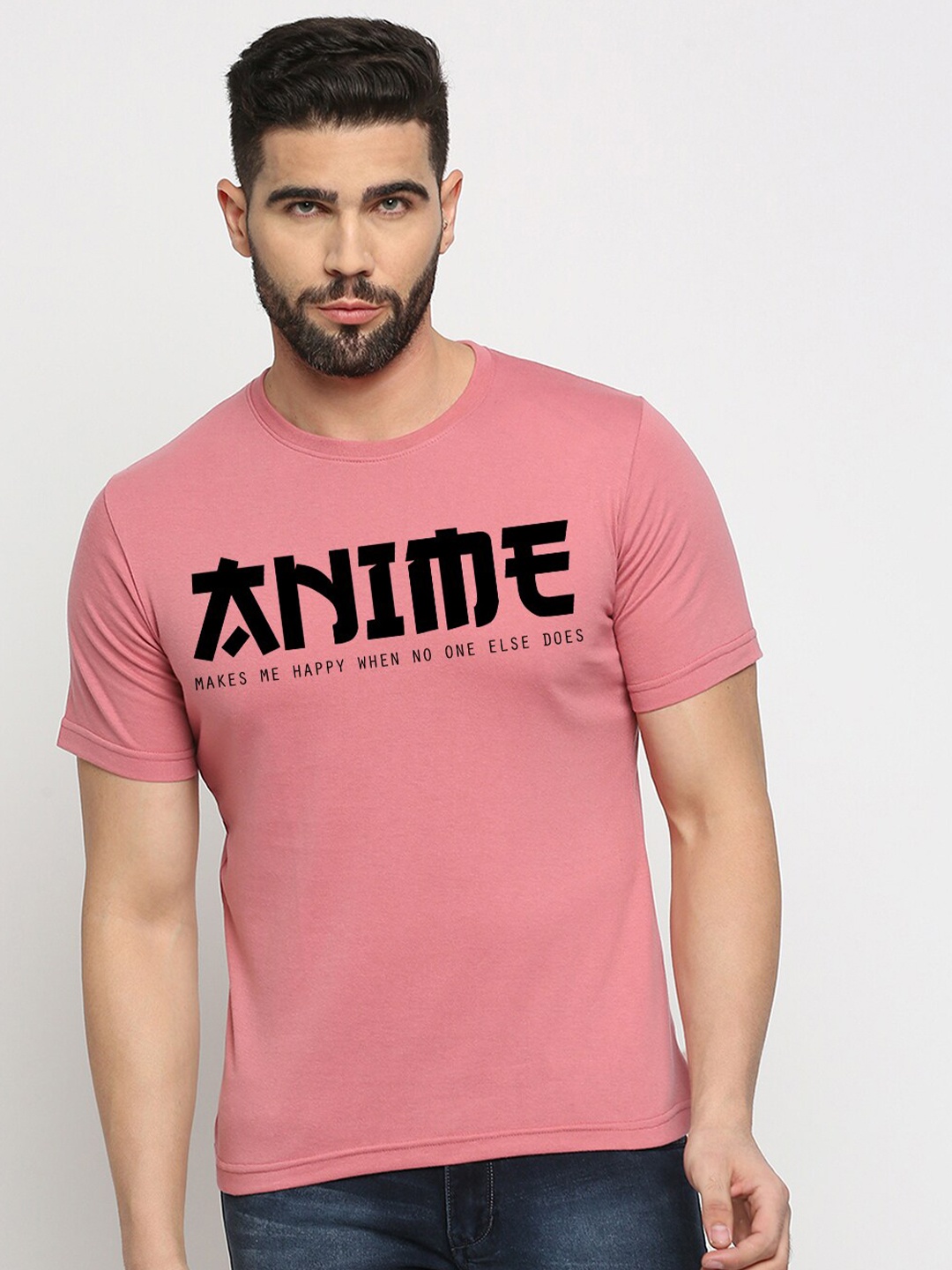 

MOD ECRU Unisex Typography Printed Cotton T-shirt, Pink