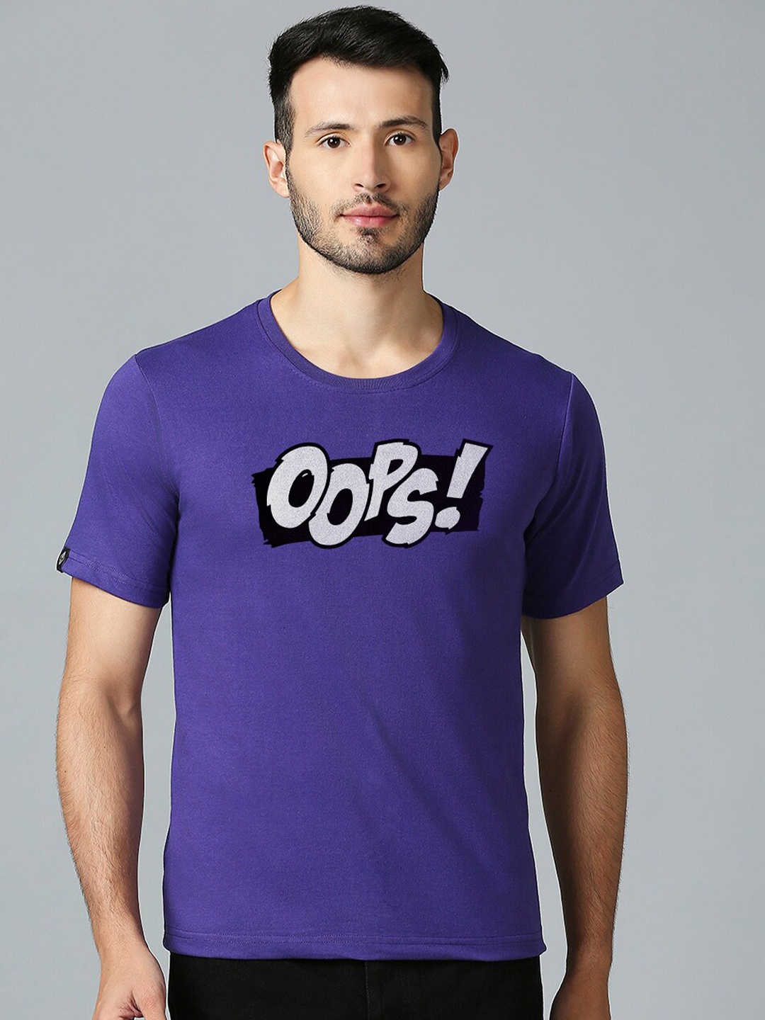

MOD ECRU Unisex Typography Printed Cotton T-shirt, Purple
