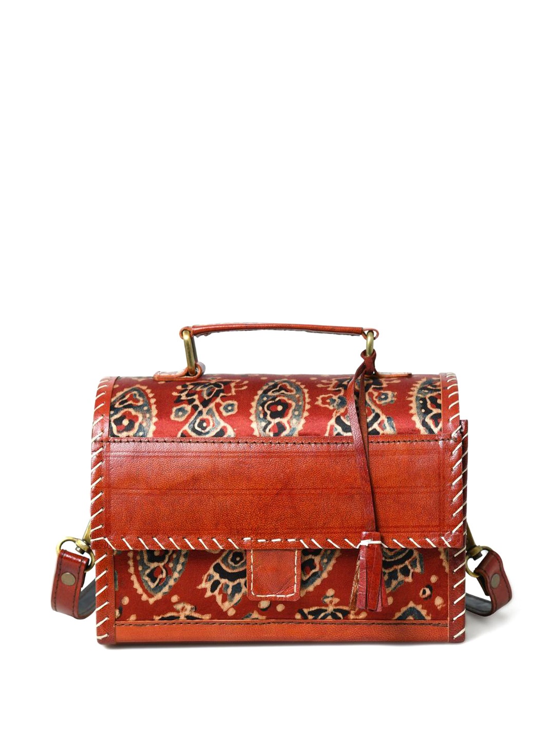 

MaheTri Leather Structured Handheld Bag, Maroon