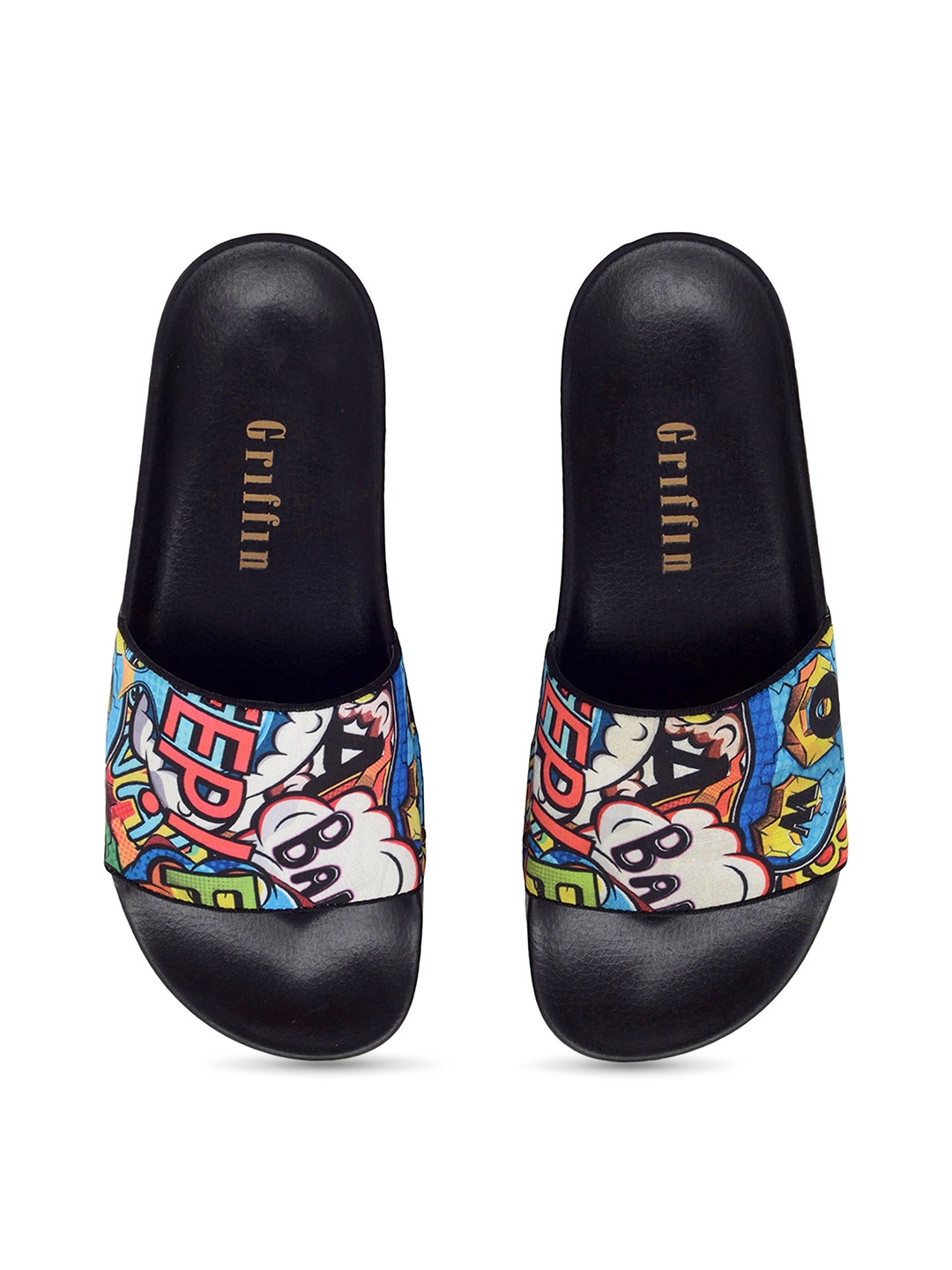 

GRIFFIN Men Printed Sliders, Black