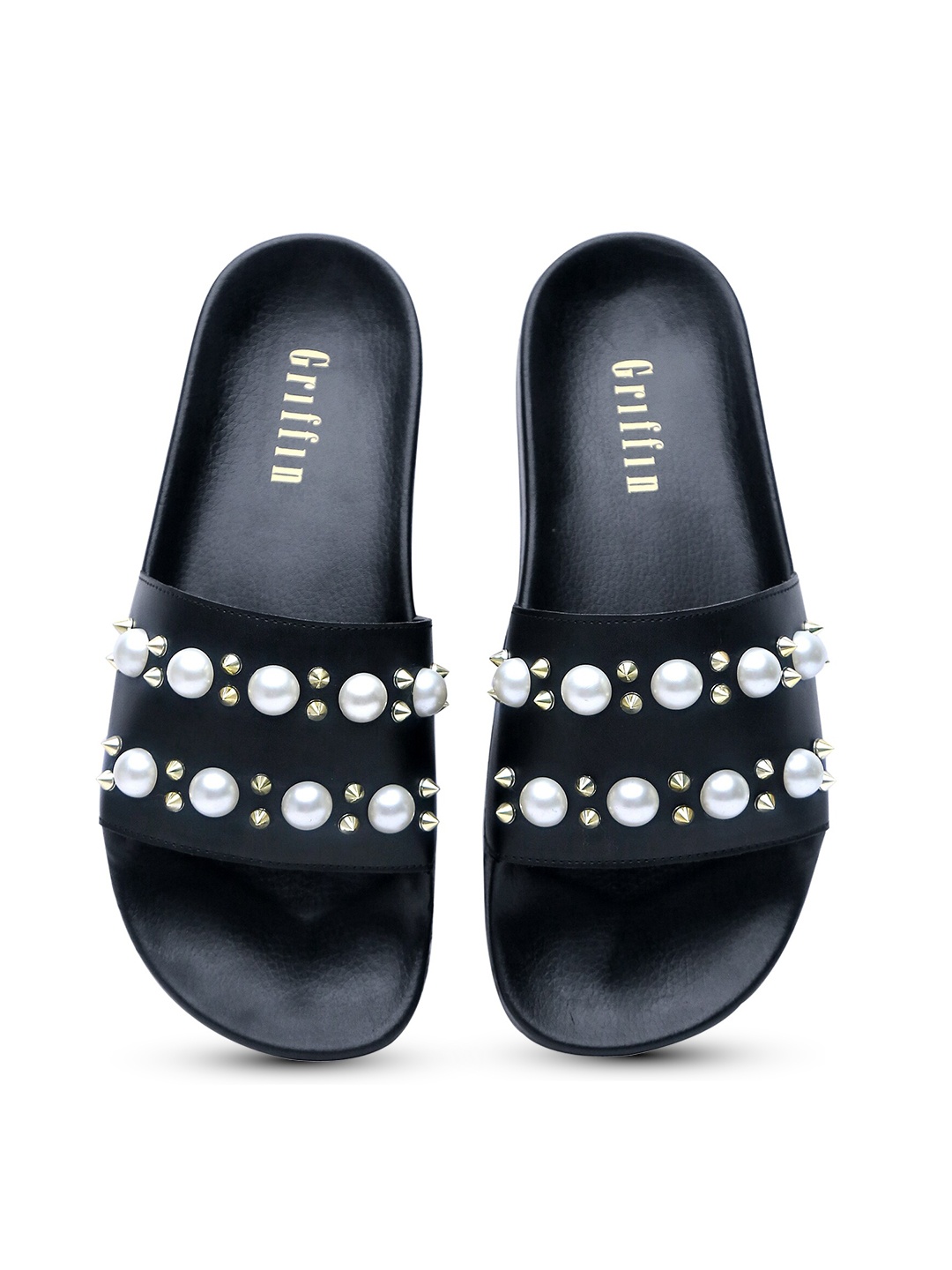 

GRIFFIN Men Embellished Sliders, Black