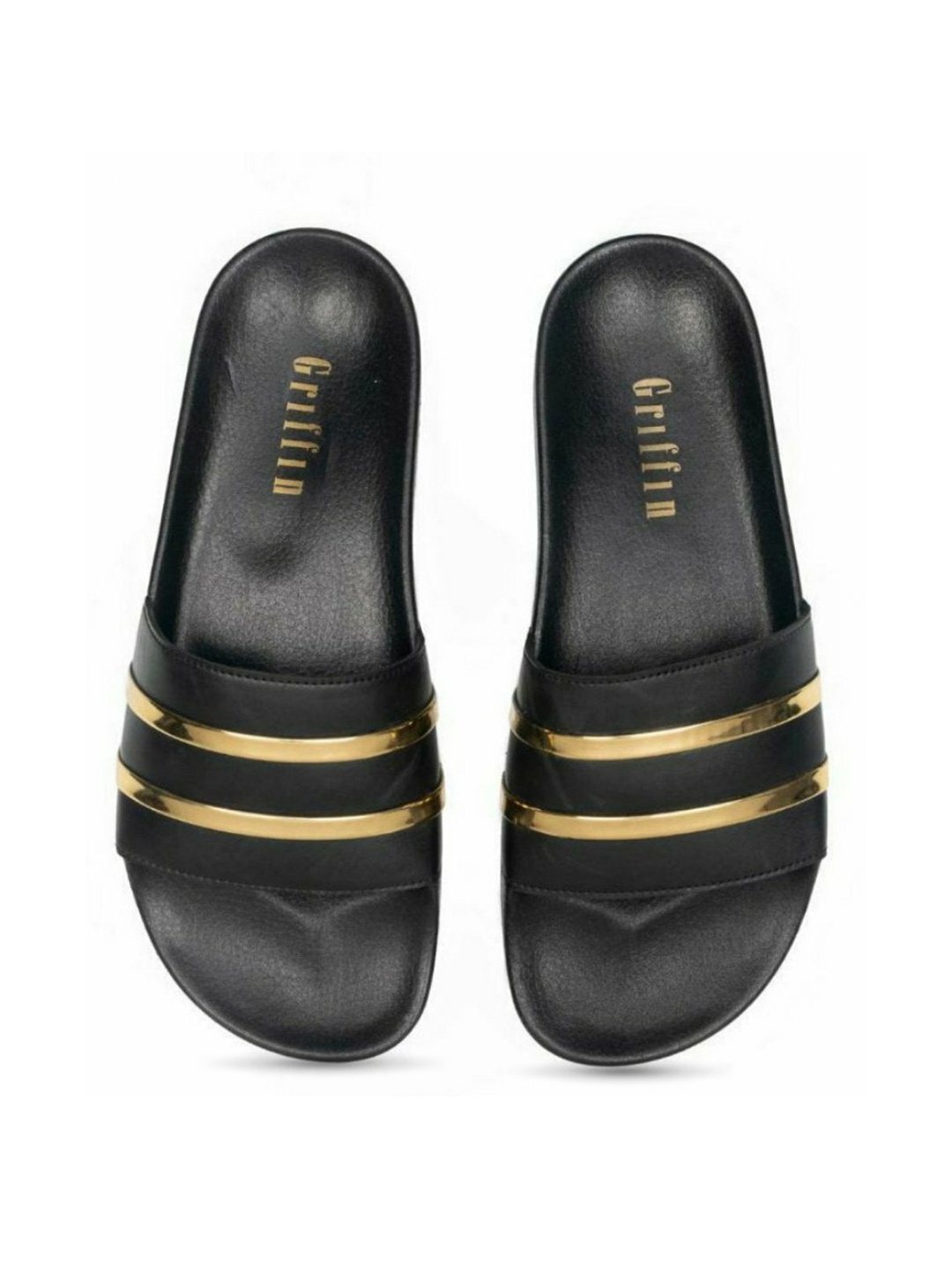 

GRIFFIN Men Striped Sliders, Black