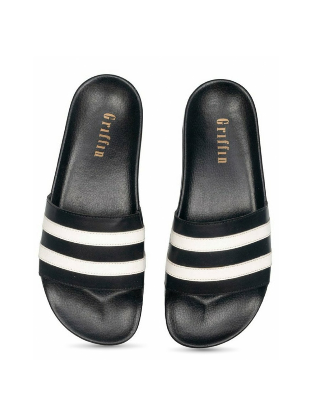 

GRIFFIN Men Striped Sliders, Black