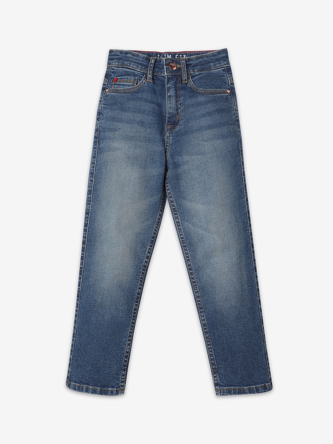

Ed-a-Mamma Girls Comfort Mid-Rise Heavy Fade Stretchable Jeans, Blue