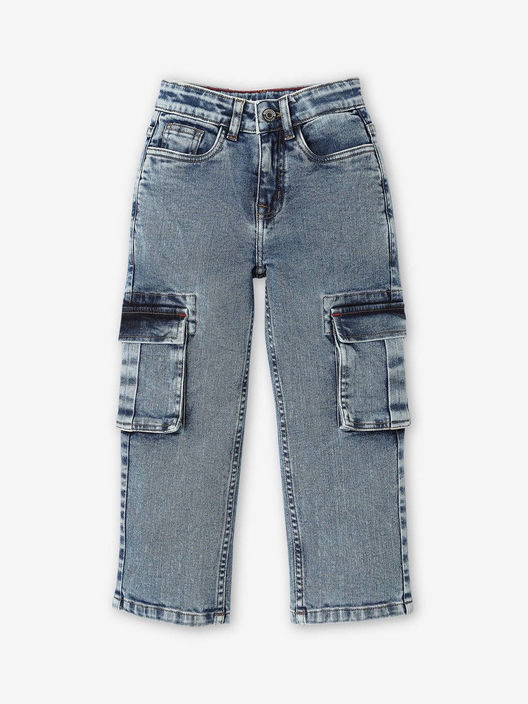 Ed-a-Mamma Boys Comfort Mid-Rise Heavy Fade Pure Cotton Jeans, Blue