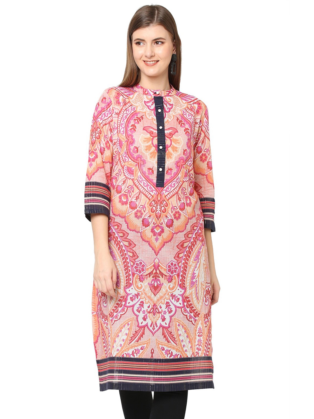 

Cloth Haus India Printed Pure Cotton Straight Kurta, Peach