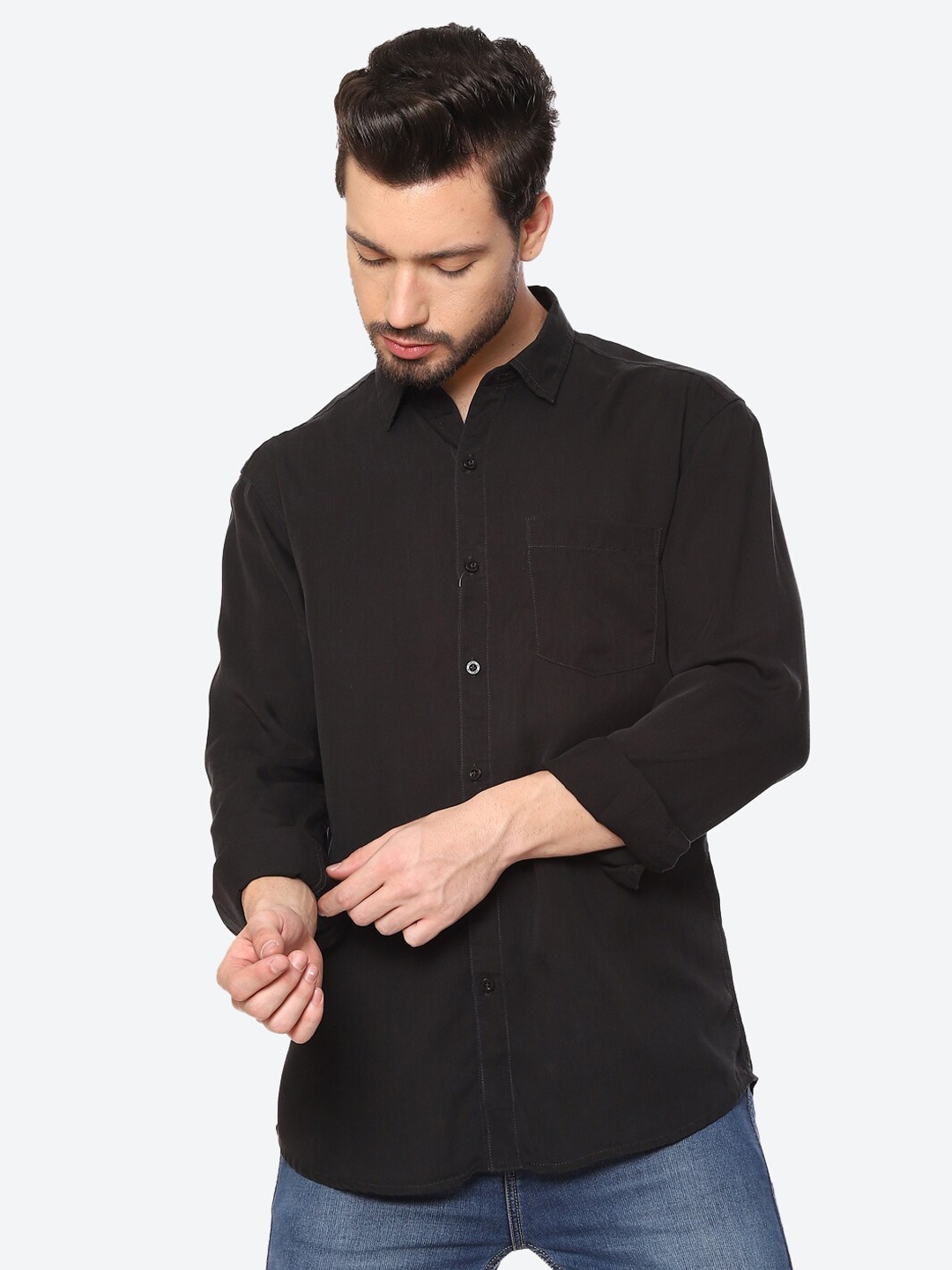 

Numero Uno Men Solid Slim Fit Shirt, Black