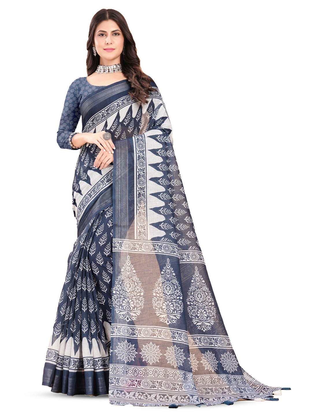 

Inithi Floral Printed Saree, Grey