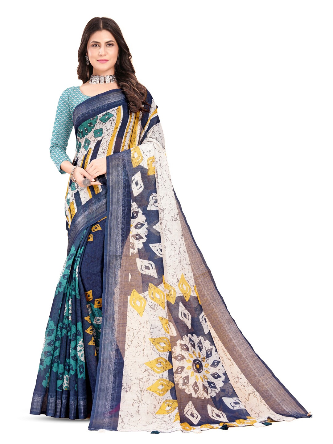 

Inithi Floral Printed Saree, Blue