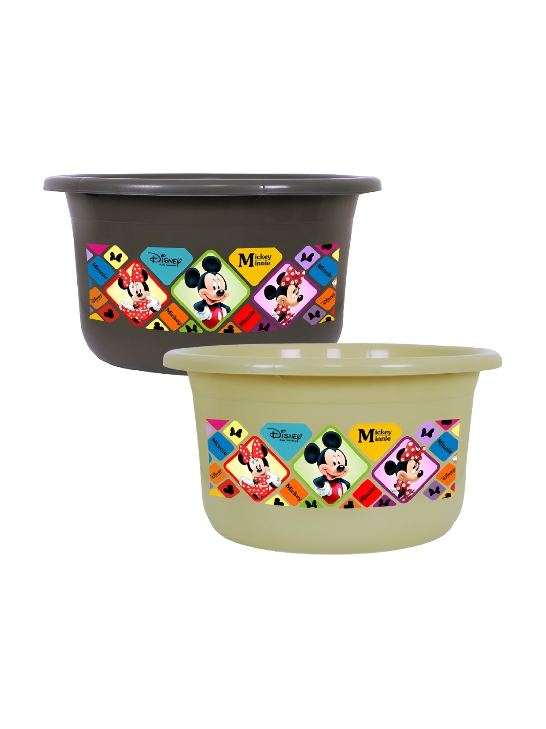 

Kuber Industries Infants Set Of 2 Mickey Mouse & Minnie Mouse Printed Versatile Bath Tubs, Grey