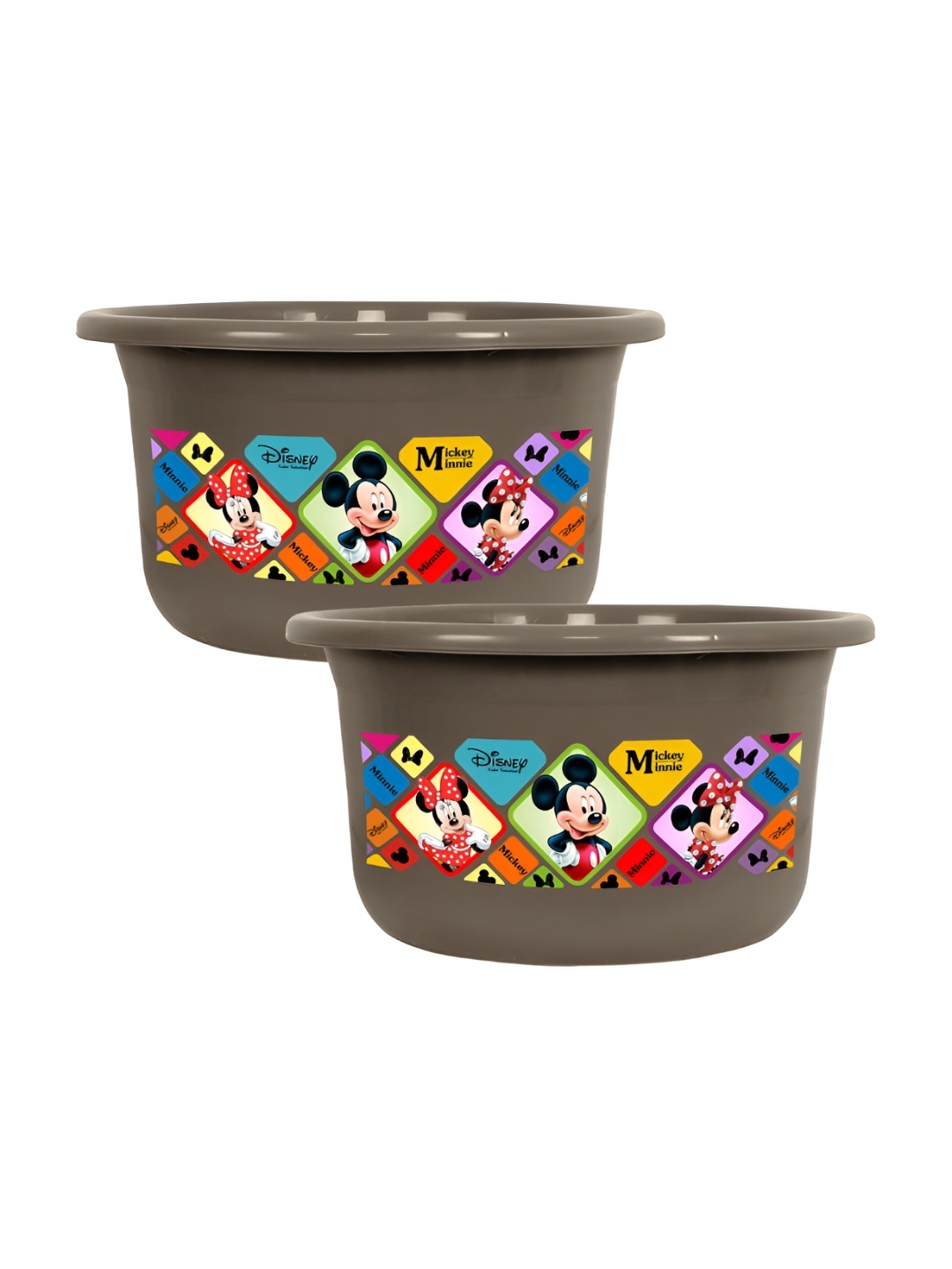 

Kuber Industries Infants Set Of 2 Mickey Mouse & Minnie Mouse Printed Versatile Bath Tubs, Brown