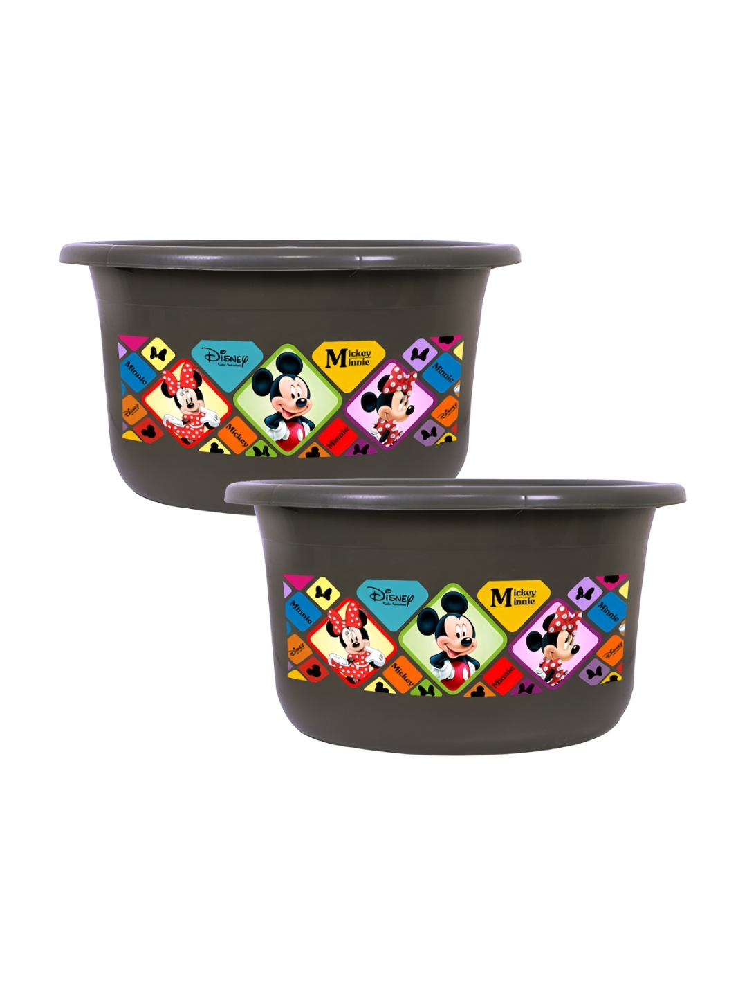 

Kuber Industries Infants Set Of 2 Mickey Mouse & Minnie Mouse Printed Versatile Bath Tubs, Grey