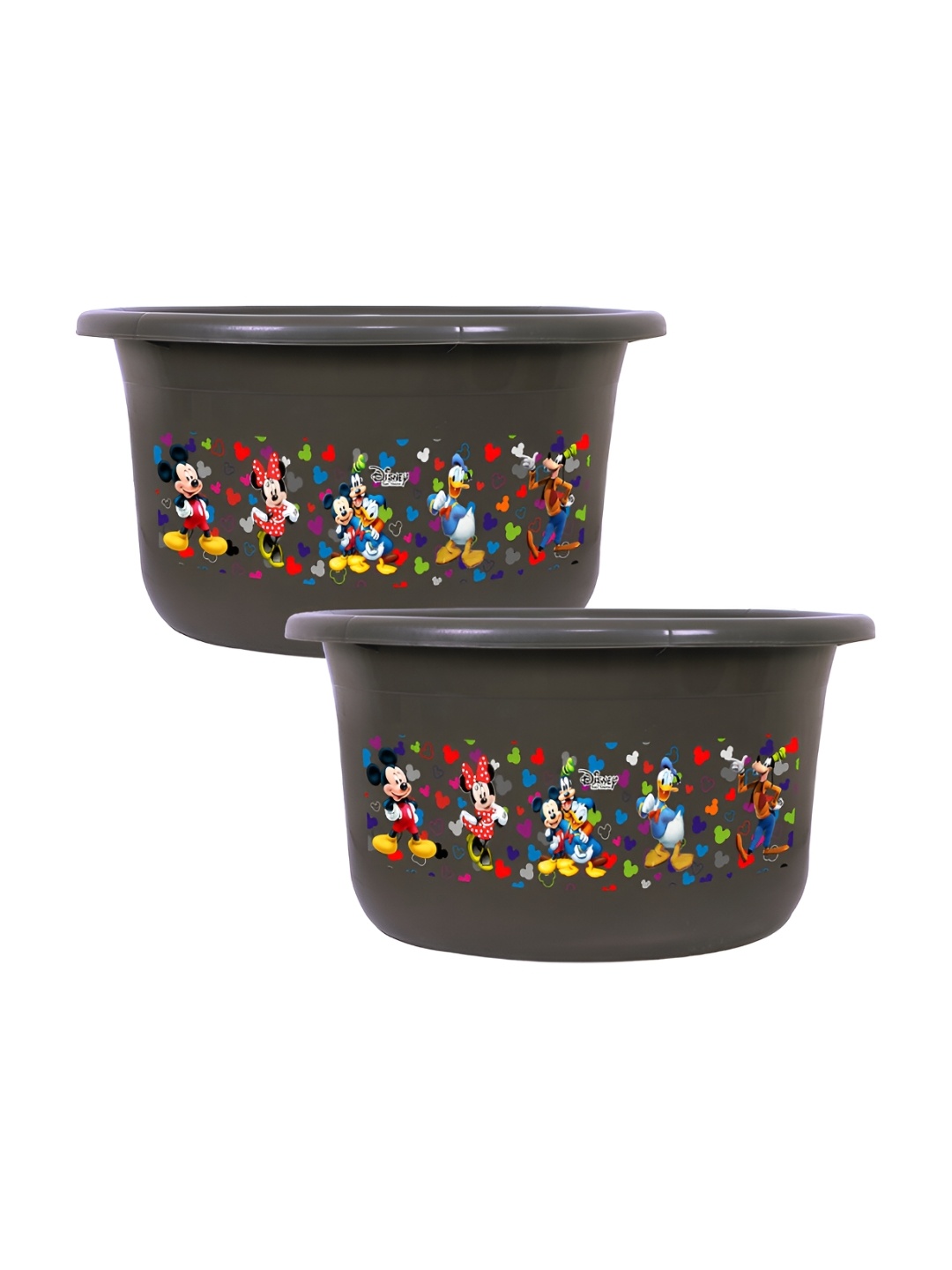 

Kuber Industries Infants Set Of 2 Mickey Mouse & Friends Printed Versatile Bath Tubs, Grey