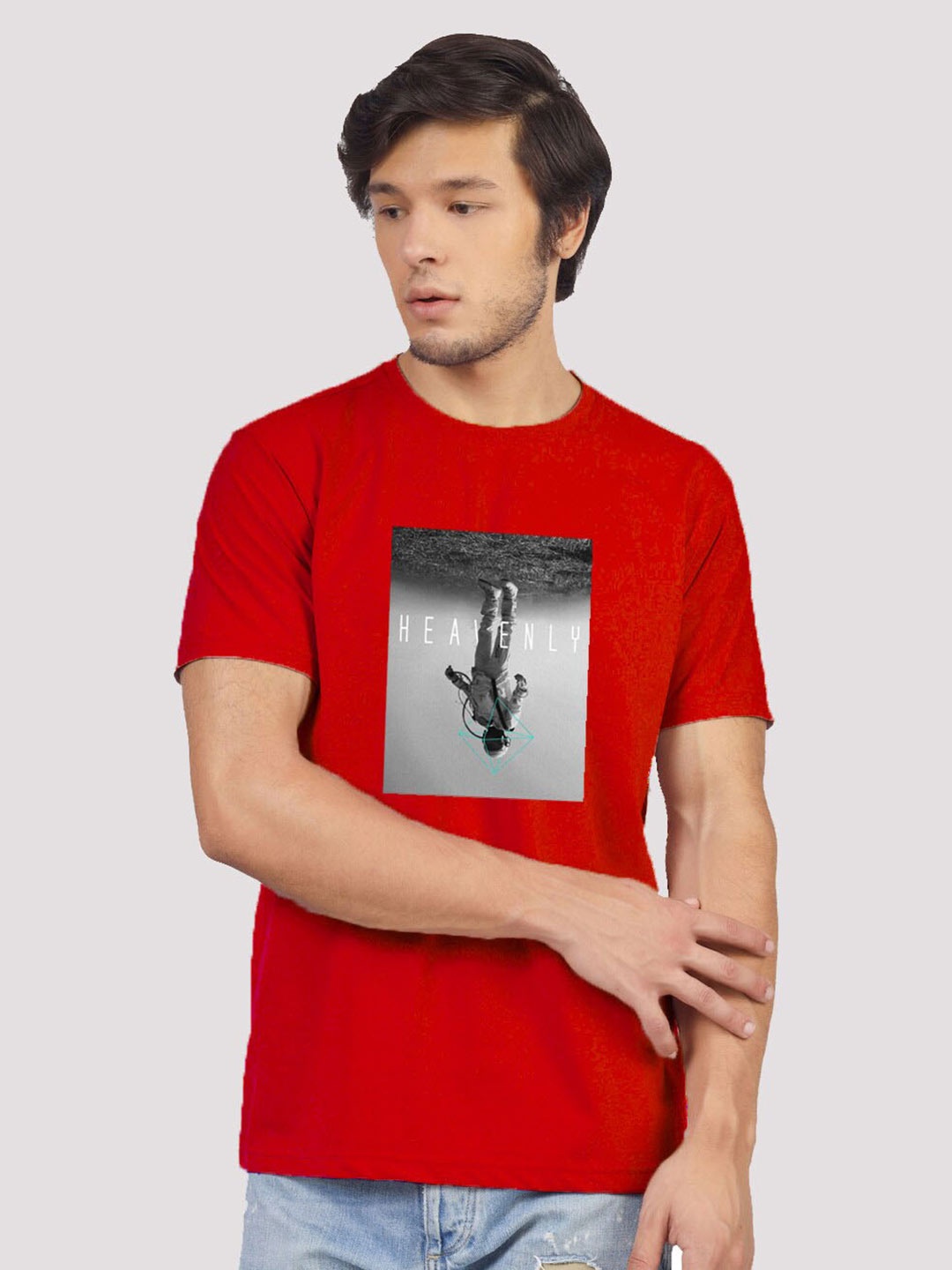 

Greylongg Graphic Printed Round Neck T-shirt, Red