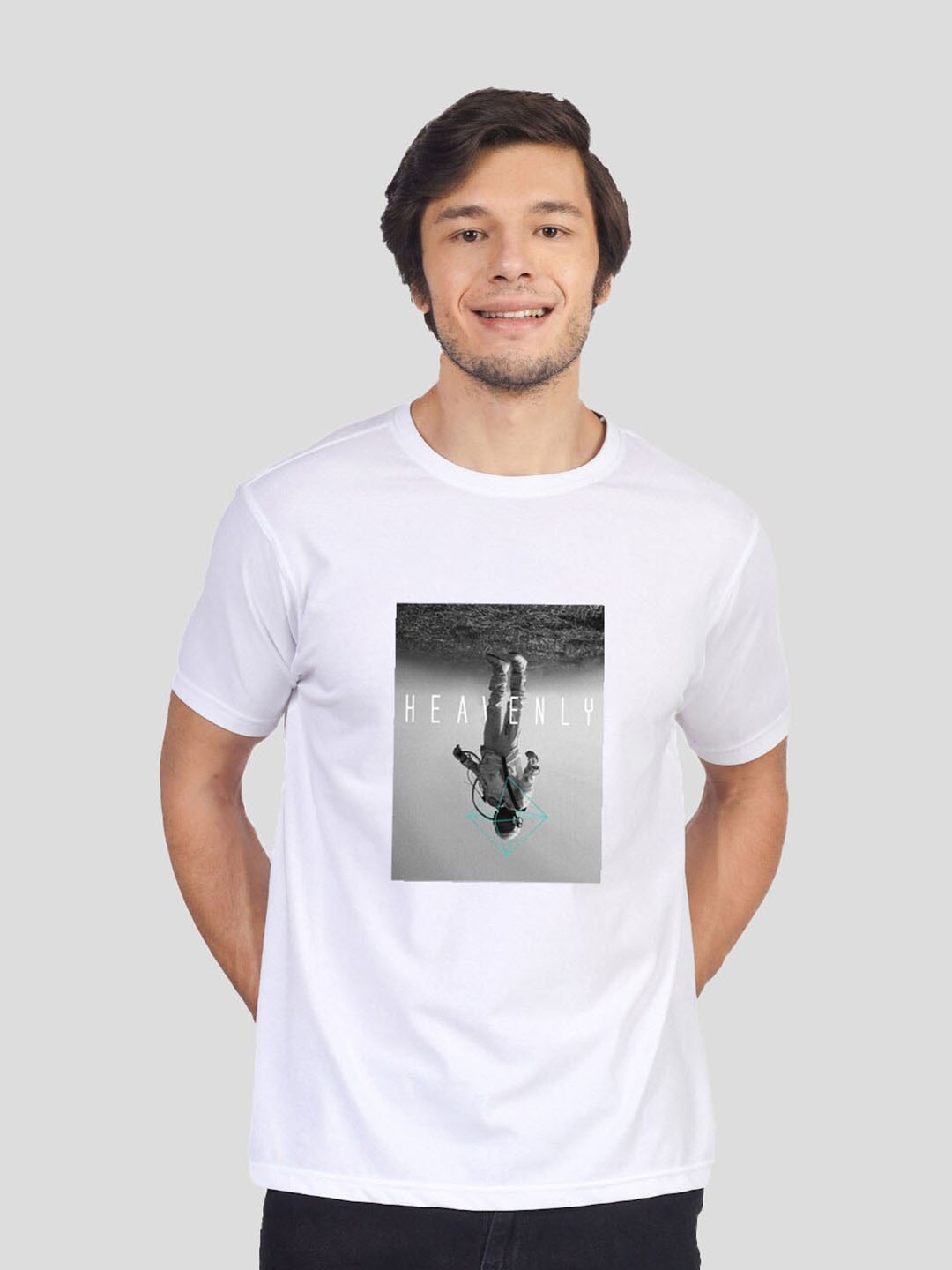 Greylongg Graphic Printed Round Neck T-shirt, White