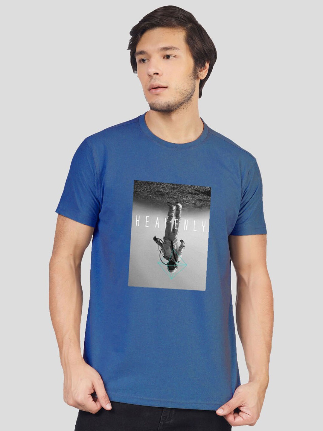 

Greylongg Graphic Printed Round Neck T-shirt, Blue