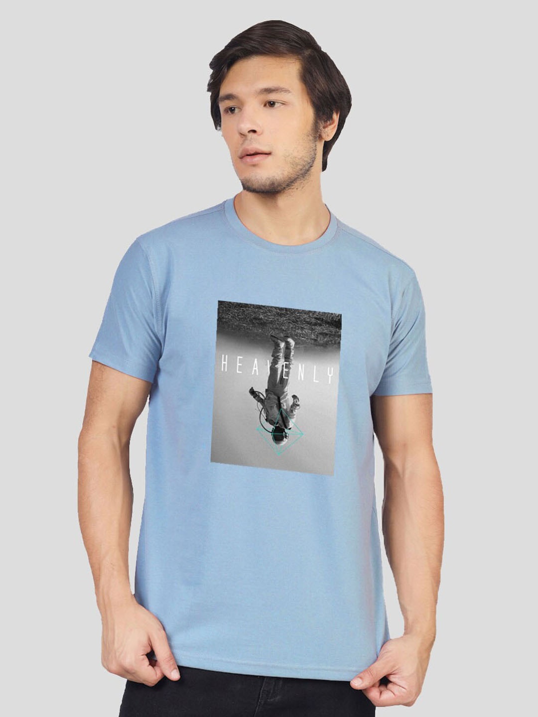 

Greylongg Graphic Printed Round Neck T-shirt, Blue